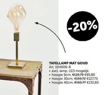 Aanbiedingen Tafellamp mat goud - Geldig van 22/10/2019 tot 18/11/2019 bij Zelfbouwmarkt