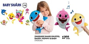 Aanbiedingen Zingende shark knuffel daddy, mommy + baby - Baby Shark - Geldig van 17/10/2019 tot 12/12/2019 bij Supra Bazar