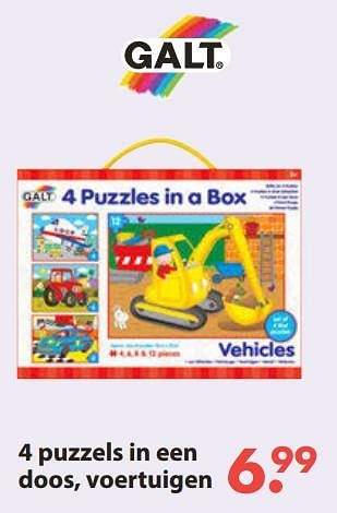 Aanbiedingen 4 puzzels in een doos, voertuigen - Galt - Geldig van 28/10/2019 tot 06/12/2019 bij Europoint