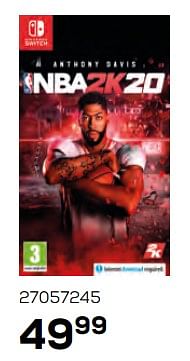 Aanbiedingen Nintendo switch nba 2k20 - 2K Games  - Geldig van 17/10/2019 tot 12/12/2019 bij Supra Bazar