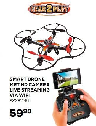 Aanbiedingen Smart drone met hd camera live streaming via wifi - Gear2Play - Geldig van 17/10/2019 tot 12/12/2019 bij Supra Bazar