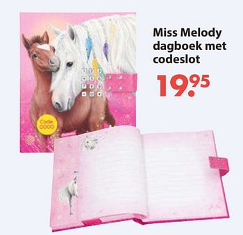 Aanbiedingen Miss melody dagboek met codeslot - Miss Melody - Geldig van 28/10/2019 tot 06/12/2019 bij Europoint