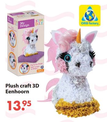 Aanbiedingen Plush craft 3d eenhoorn - The Orb Factory - Geldig van 28/10/2019 tot 06/12/2019 bij Europoint