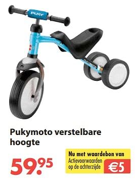 Aanbiedingen Pukymoto verstelbare hoogte - Puky - Geldig van 28/10/2019 tot 06/12/2019 bij Europoint