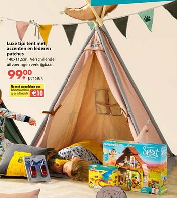 Aanbiedingen Luxe tipi tent met accenten en lederen patches - Huismerk - Europoint - Geldig van 28/10/2019 tot 06/12/2019 bij Europoint