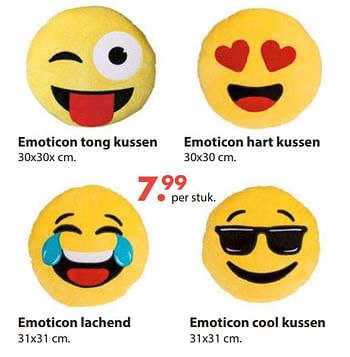 Aanbiedingen Emoticon cool kussen - Huismerk - Europoint - Geldig van 28/10/2019 tot 06/12/2019 bij Europoint