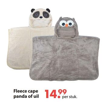 Aanbiedingen Fleece cape panda of uil - Huismerk - Europoint - Geldig van 28/10/2019 tot 06/12/2019 bij Europoint