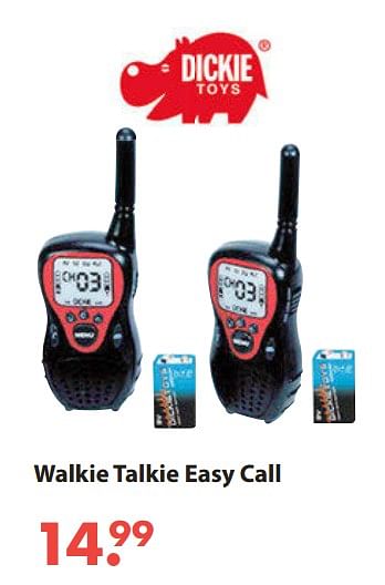Aanbiedingen Walkie talkie easy call - Dickie - Geldig van 28/10/2019 tot 06/12/2019 bij Europoint