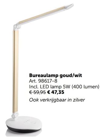Aanbiedingen Bureaulamp goud-wit - Geldig van 05/11/2019 tot 02/12/2019 bij Zelfbouwmarkt