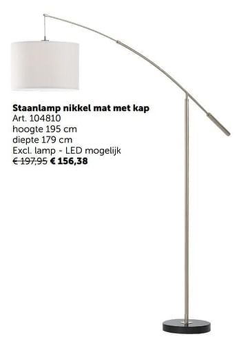 Aanbiedingen Staanlamp nikkel mat met kap - Geldig van 05/11/2019 tot 02/12/2019 bij Zelfbouwmarkt