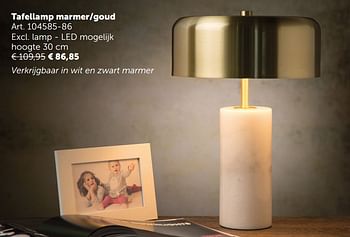 Aanbiedingen Tafellamp marmer-goud - Geldig van 05/11/2019 tot 02/12/2019 bij Zelfbouwmarkt