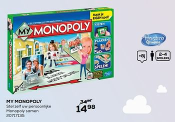 Aanbiedingen My monopoly - Hasbro - Geldig van 05/11/2019 tot 10/12/2019 bij Supra Bazar