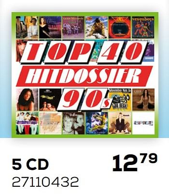 Aanbiedingen 5 cd top 40 hitdosier 90`s - Huismerk - Supra Bazar - Geldig van 05/11/2019 tot 10/12/2019 bij Supra Bazar