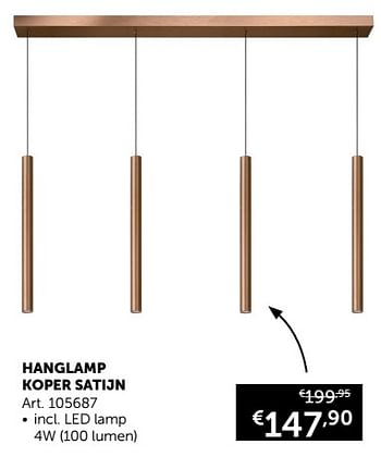 Aanbiedingen Hanglamp koper satijn - Geldig van 19/11/2019 tot 26/12/2019 bij Zelfbouwmarkt