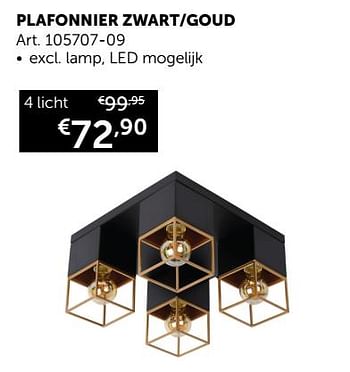 Aanbiedingen Plafonnier zwart-goud 4 licht - Geldig van 19/11/2019 tot 26/12/2019 bij Zelfbouwmarkt