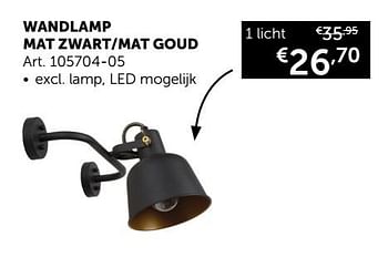 Aanbiedingen Wandlamp mat zwart-mat goud 1 licht - Geldig van 19/11/2019 tot 26/12/2019 bij Zelfbouwmarkt