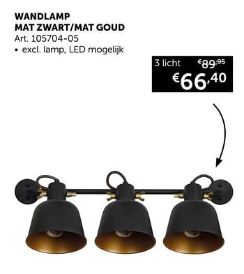 Aanbiedingen Wandlamp mat zwart-mat goud 3 licht - Geldig van 19/11/2019 tot 26/12/2019 bij Zelfbouwmarkt