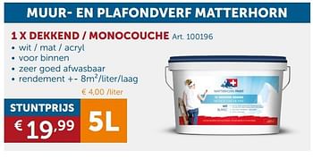 Aanbiedingen Muur- en plafondverf matterhorn 1 x dekkend - monocouche - Matterhorn - Geldig van 19/11/2019 tot 26/12/2019 bij Zelfbouwmarkt
