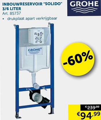 Aanbiedingen Inbouwreservoir solido 3-6 liter - Grohe - Geldig van 19/11/2019 tot 26/12/2019 bij Zelfbouwmarkt