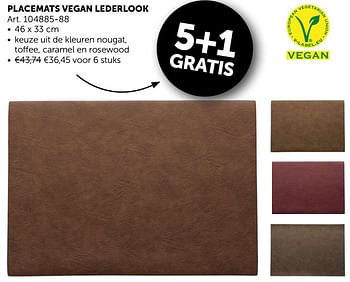 Aanbiedingen Placemats vegan lederlook - Vegan - Geldig van 19/11/2019 tot 26/12/2019 bij Zelfbouwmarkt