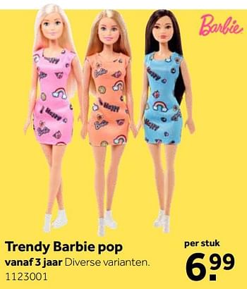 Aanbiedingen Trendy barbie pop - Mattel - Geldig van 11/11/2019 tot 24/11/2019 bij Intertoys