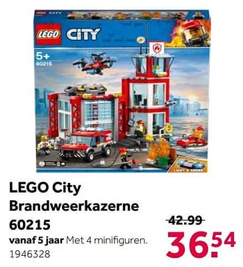 Aanbiedingen Lego city brandweerkazerne 60215 - Lego - Geldig van 11/11/2019 tot 24/11/2019 bij Intertoys