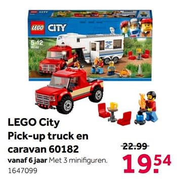 Aanbiedingen Lego city pick-up truck en caravan 60182 - Lego - Geldig van 11/11/2019 tot 24/11/2019 bij Intertoys