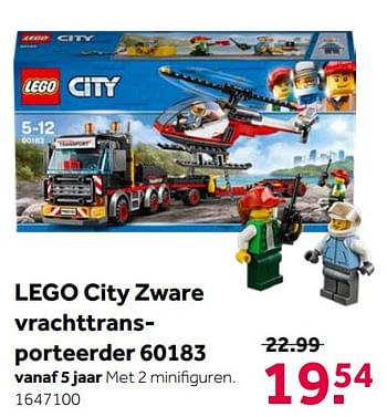 Aanbiedingen Lego city zware vrachttransporteerder 60183 - Lego - Geldig van 11/11/2019 tot 24/11/2019 bij Intertoys
