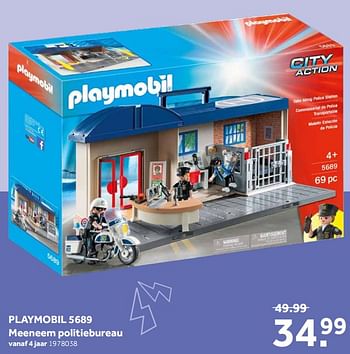 Aanbiedingen Playmobil 5689 meeneem politiebureau - Playmobil - Geldig van 11/11/2019 tot 24/11/2019 bij Intertoys
