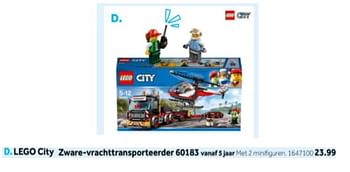 Aanbiedingen Lego city zware vrachttransporteerder 60183 - Lego - Geldig van 14/10/2019 tot 08/12/2019 bij Intertoys