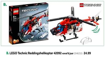 Aanbiedingen Lego technic reddingshelikopter 42092 - Lego - Geldig van 14/10/2019 tot 08/12/2019 bij Intertoys