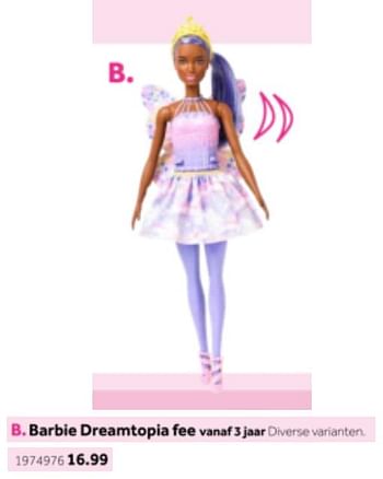 Aanbiedingen Barbie dreamtopia fee - Mattel - Geldig van 14/10/2019 tot 08/12/2019 bij Intertoys