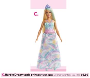 Aanbiedingen Barbie dreamtopia prinses - Mattel - Geldig van 14/10/2019 tot 08/12/2019 bij Intertoys