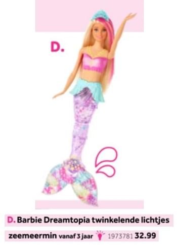 Aanbiedingen Barbie dreamtopia twinkelende lichtjes zeemeermin - Mattel - Geldig van 14/10/2019 tot 08/12/2019 bij Intertoys