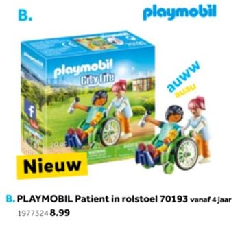Aanbiedingen Playmobil patient in rolstoel 70193 - Playmobil - Geldig van 14/10/2019 tot 08/12/2019 bij Intertoys