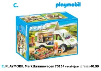 Aanbiedingen Playmobil marktkraamwagen 70134 - Playmobil - Geldig van 14/10/2019 tot 08/12/2019 bij Intertoys