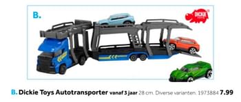 Aanbiedingen Dickie toys autotransporter - Dickie - Geldig van 14/10/2019 tot 08/12/2019 bij Intertoys