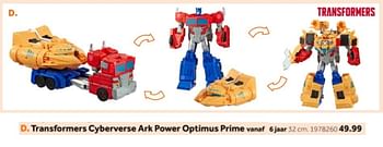 Aanbiedingen Transformers cyberverse ark power optimus prime - Cyberverse - Geldig van 14/10/2019 tot 08/12/2019 bij Intertoys