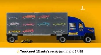 Aanbiedingen Truck met 12 auto`s - Huismerk - Intertoys - Geldig van 14/10/2019 tot 08/12/2019 bij Intertoys