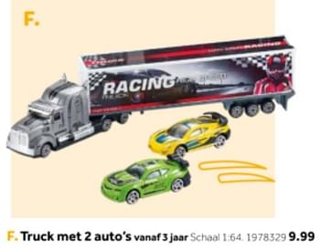 Aanbiedingen Truck met 2 auto`s - Huismerk - Intertoys - Geldig van 14/10/2019 tot 08/12/2019 bij Intertoys