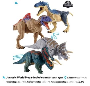 Aanbiedingen Jurassic world mega dubbele aanval - Jurassic World - Geldig van 14/10/2019 tot 08/12/2019 bij Intertoys