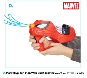 Aanbiedingen Marvel spider-man web burst blaster - Marvel - Geldig van 14/10/2019 tot 08/12/2019 bij Intertoys