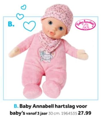 Aanbiedingen Baby annabell hartslag voor baby`s - Baby Annabell - Geldig van 14/10/2019 tot 08/12/2019 bij Intertoys