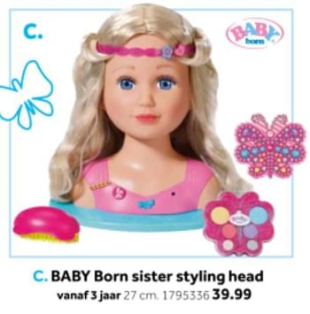 Aanbiedingen Baby born sister styling head - Baby Born - Geldig van 14/10/2019 tot 08/12/2019 bij Intertoys