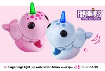 Aanbiedingen Fingerlings light-up walvis nori blauw - Fingerlings - Geldig van 14/10/2019 tot 08/12/2019 bij Intertoys