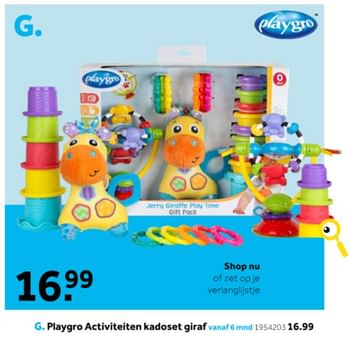 Aanbiedingen Playgro activiteiten kadoset giraf - Playgro - Geldig van 14/10/2019 tot 08/12/2019 bij Intertoys