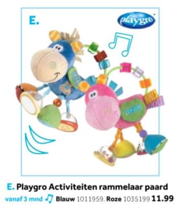 Aanbiedingen Playgro activiteiten rammelaar paard - Playgro - Geldig van 14/10/2019 tot 08/12/2019 bij Intertoys