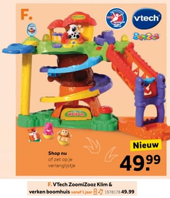 Aanbiedingen Vtech zoomizooz klim + verken boomhuis - Vtech - Geldig van 14/10/2019 tot 08/12/2019 bij Intertoys