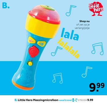 Aanbiedingen Little hero meezingmicrofoon - Little Hero - Geldig van 14/10/2019 tot 08/12/2019 bij Intertoys