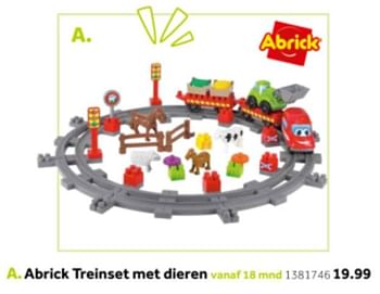 Aanbiedingen Abrick treinset met dieren - Abrick - Geldig van 14/10/2019 tot 08/12/2019 bij Intertoys